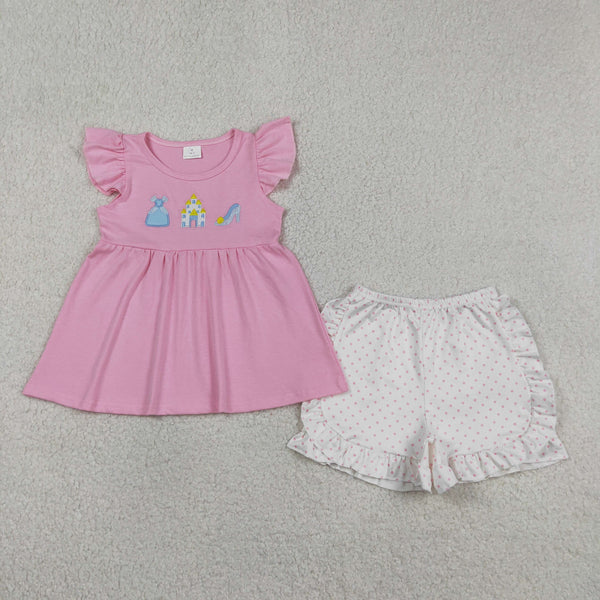 GSSO1186 RTS baby girl clothes princess toddler girl summer embroidery outfit summer shorts set