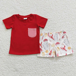 BSSO0250 baby boy clothes crawfish summer shorts set