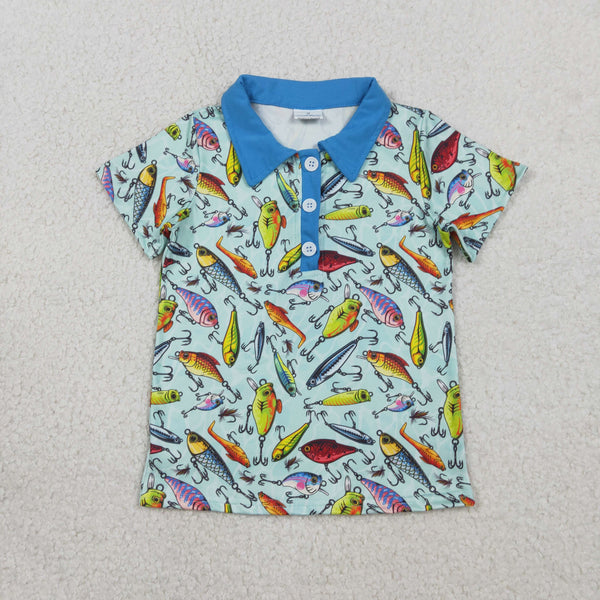 BT1661 RTS  toddler boy clothes fishing print boy summer top Tshirt
