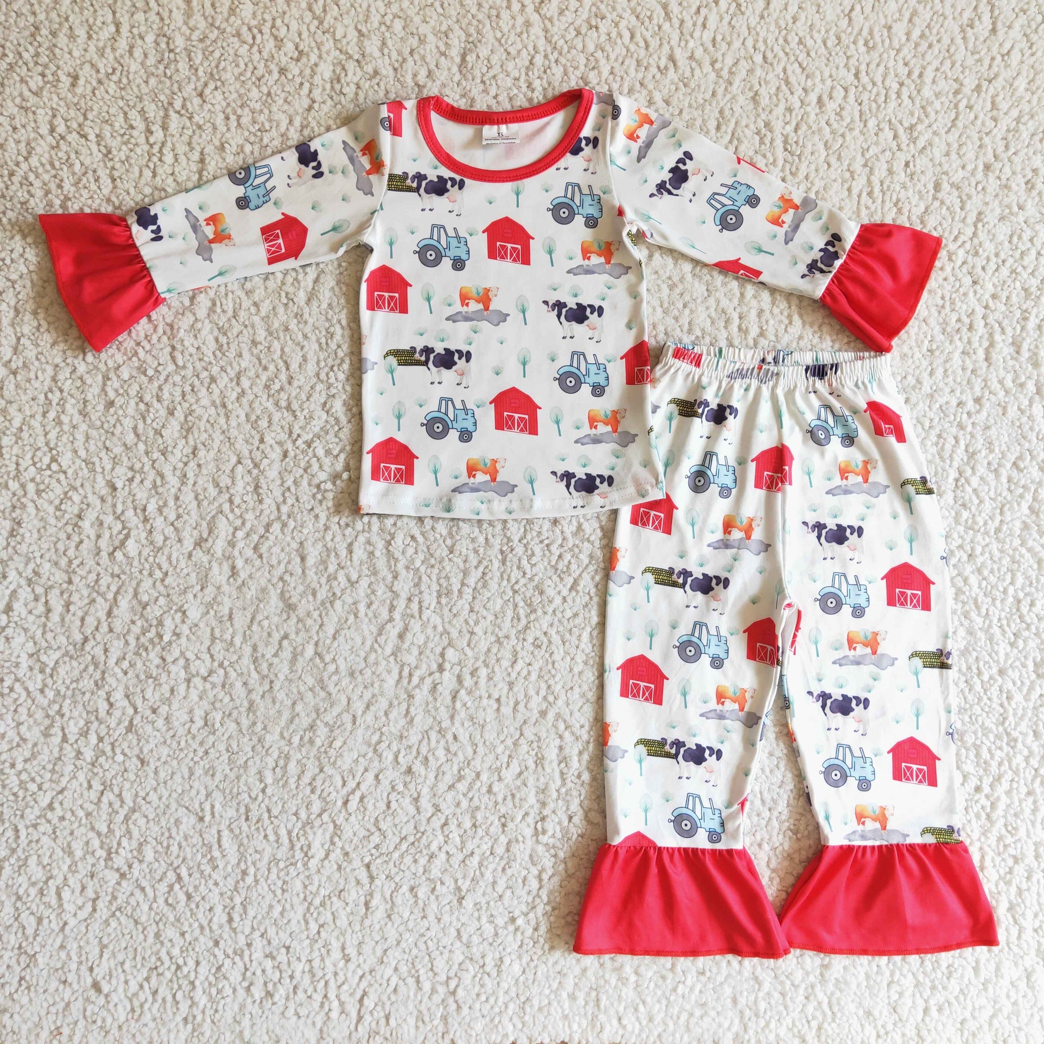 GLP0280 sleepwear baby girl clothes farm long sleeve pajama sets-promotion 2024.9.14 $5.5