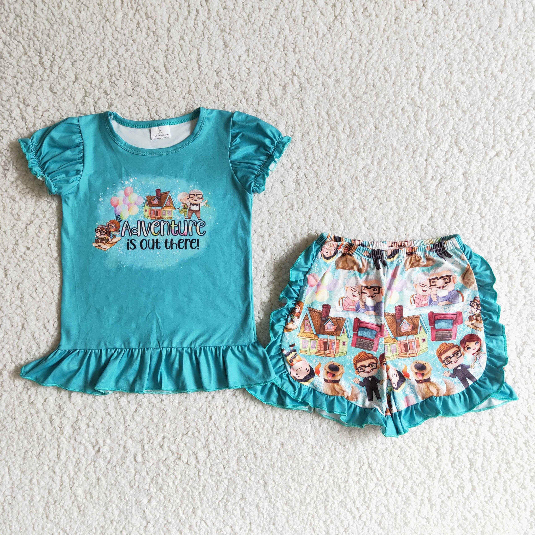 B12-25 girl clothes adventure summer cartoon short sleeve set-promotion 2024.3.9 $5.5