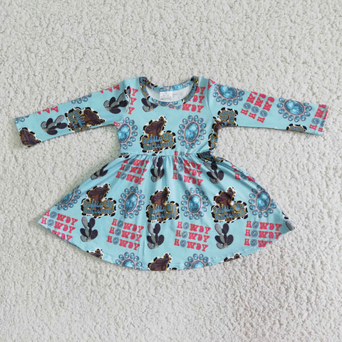 girl blue howdy winter long sleeve dress