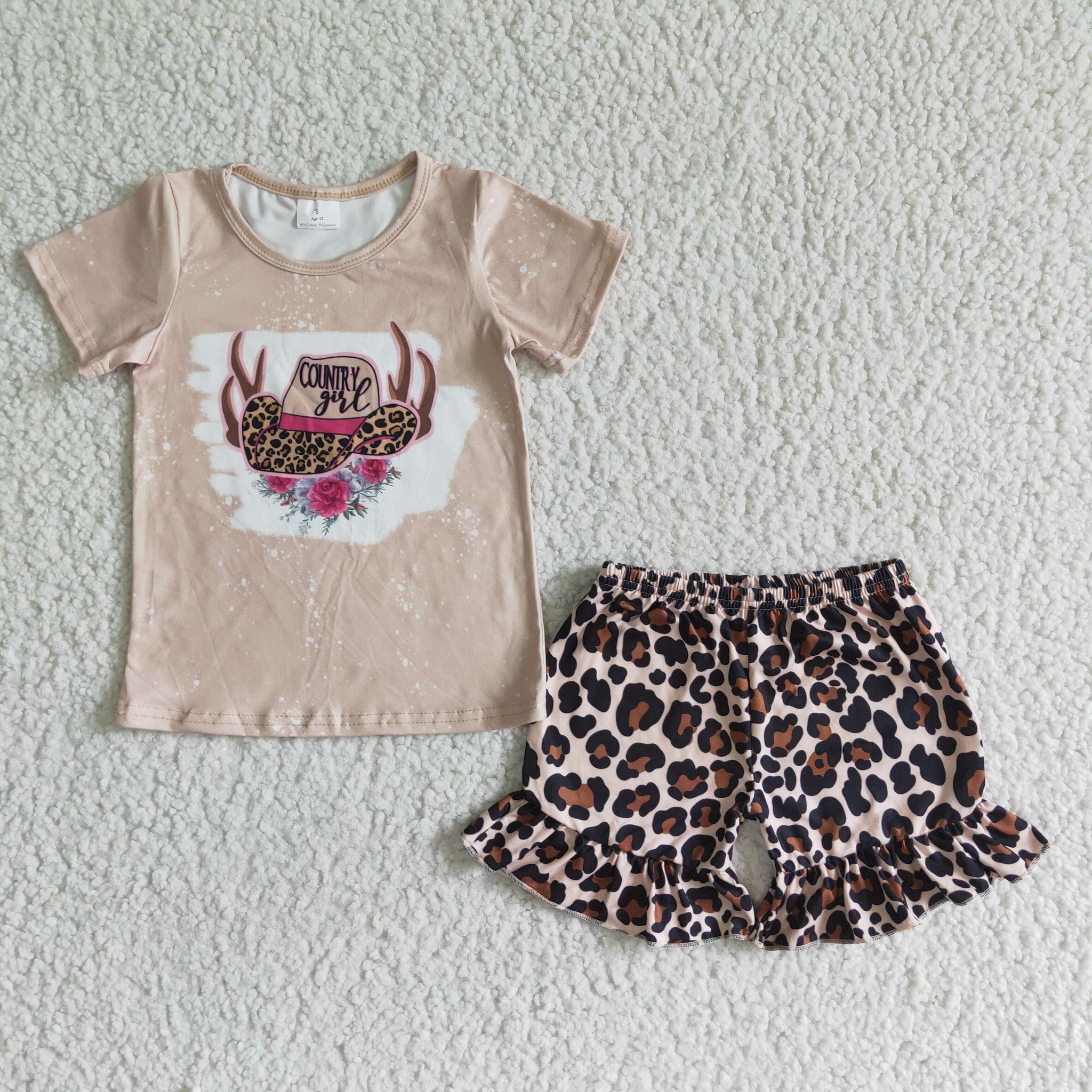 GSD0047 kids clothing leopard short sleeve summer set-promotion 2024.4.27 $5.5