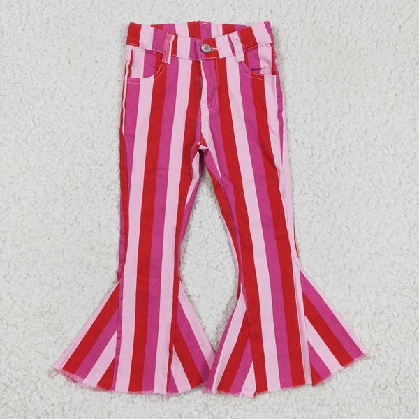 P0043 baby girl clothes pink stripe jeans bell bottom pants