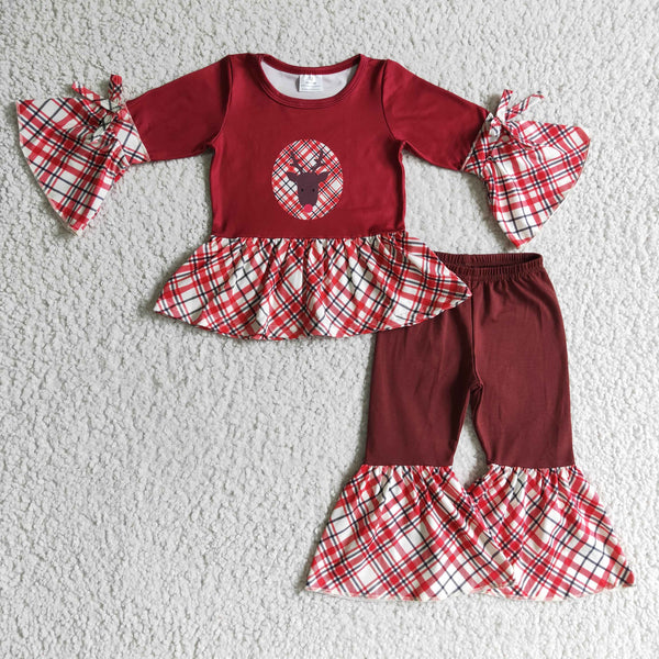 GLD0202 baby girl clothes red deer winter outfits