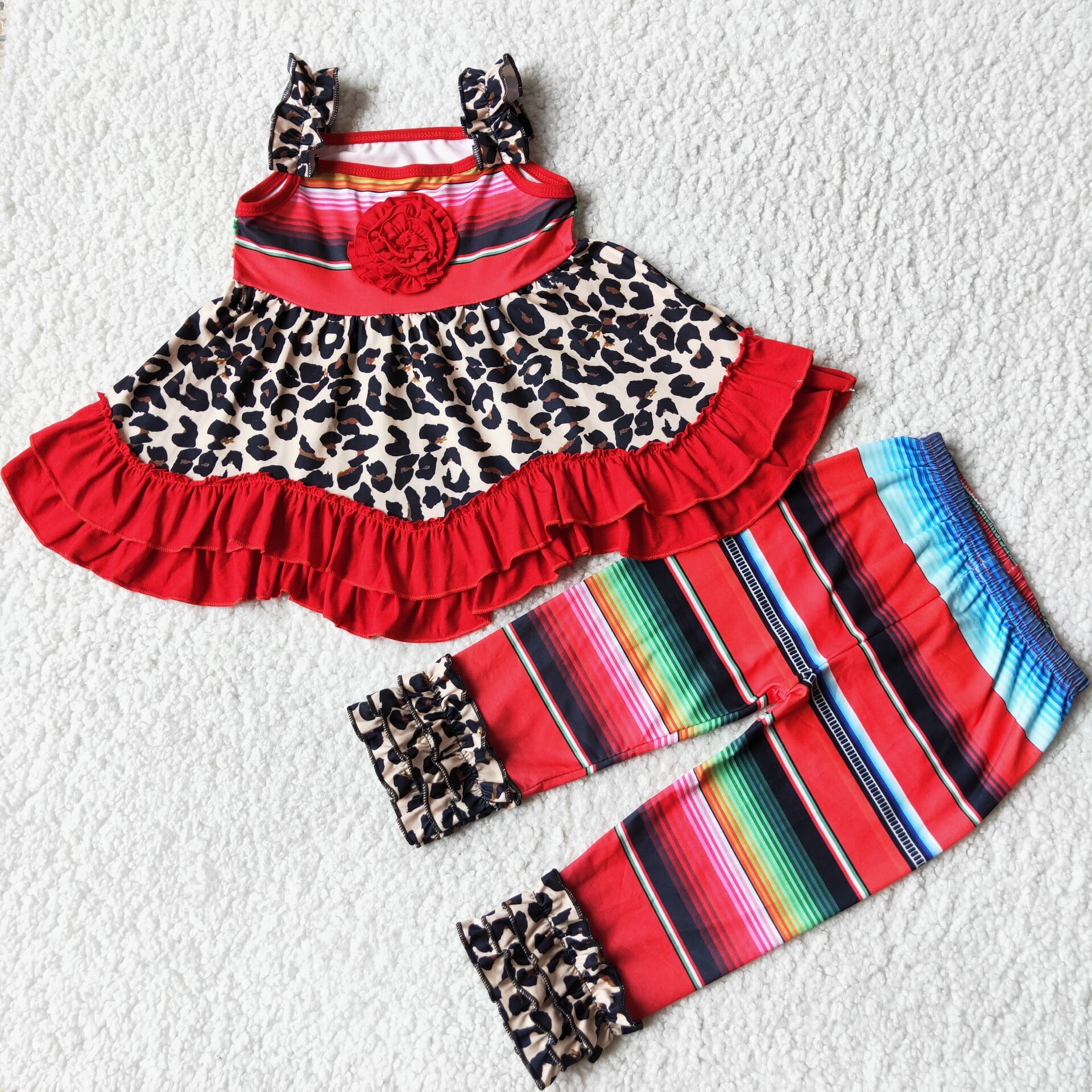 D3-18 toddler girl clothes leopard summer outfit boutique clothing set-promotion 2023.8.21