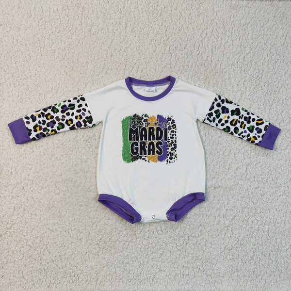 LR0226 baby girl clothes Mardi Gras bubble