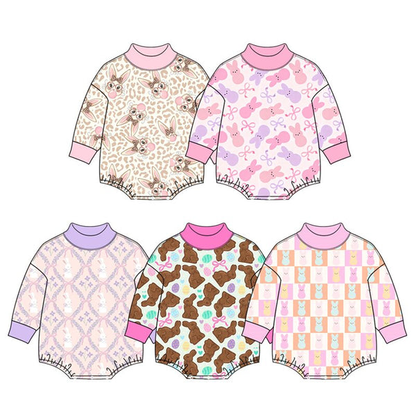 Preorder MOQ 5 pcs Each Style Easter Bunny Baby Girls Romper Kids Matching Clothes-2026.8.27