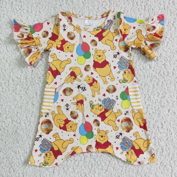 GSD0114 girl summer cartoon short sleeve dress