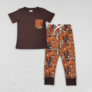 BSPO0165 baby boy clothes boy western outfit brown fall spring outfits