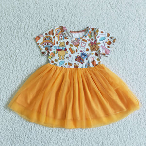 GSD0135 kids clothes girls dress tulle cartoon halloween clothes