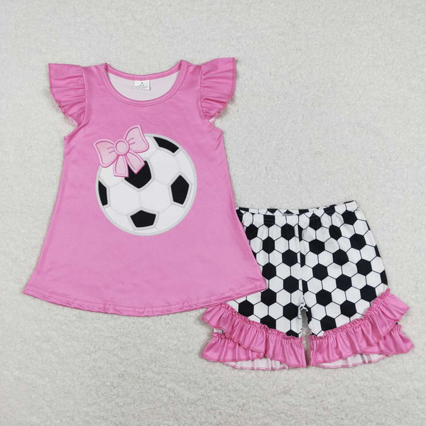 GSSO0496 baby girl clothes girl football outfit bow toddler summer outfits