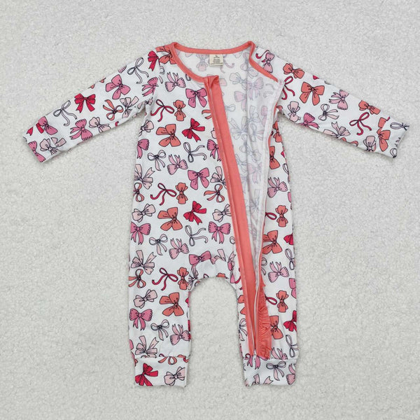 LR1905 RTS baby girl clothes bows girl winter romper-Bamboo