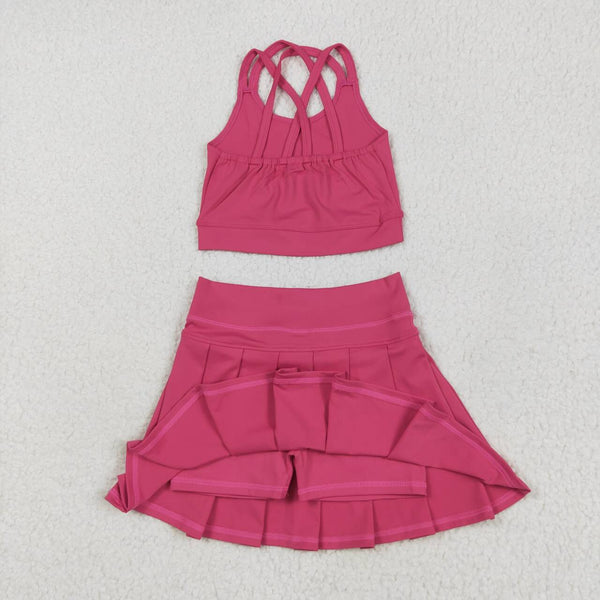 GSD2442 RTS girl clothes pink girl summer top vest yoga clothes atheletic clothes