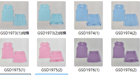 RTS girl summer clothing set solid color cotton girl summer shorts set