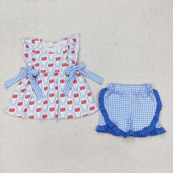 GSSO1684 RTS girl clothes flag toddler girl 4th of July Patriotic summer outfit