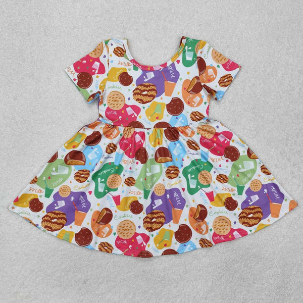 GSD1809 RTS toddler clothes cookies baby girl summer dress twril dresses