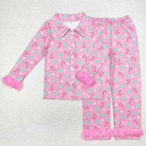 GLP2028 RTS adult pajamas fur crutch women christmas pajamas set