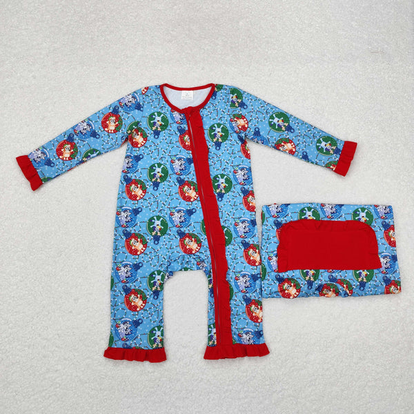 LR1314 RTS baby girl clothes cartoon dog girl christmas winter romper