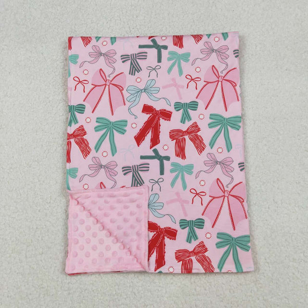 BL0218 RTS baby blanket  bows print baby girl blanket