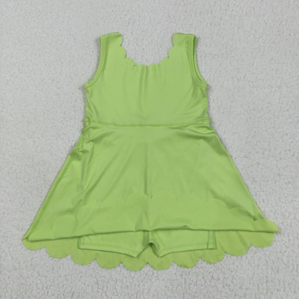 GSD2374 RTS girl clothes green girl summer dress yoga clothes atheletic clothes