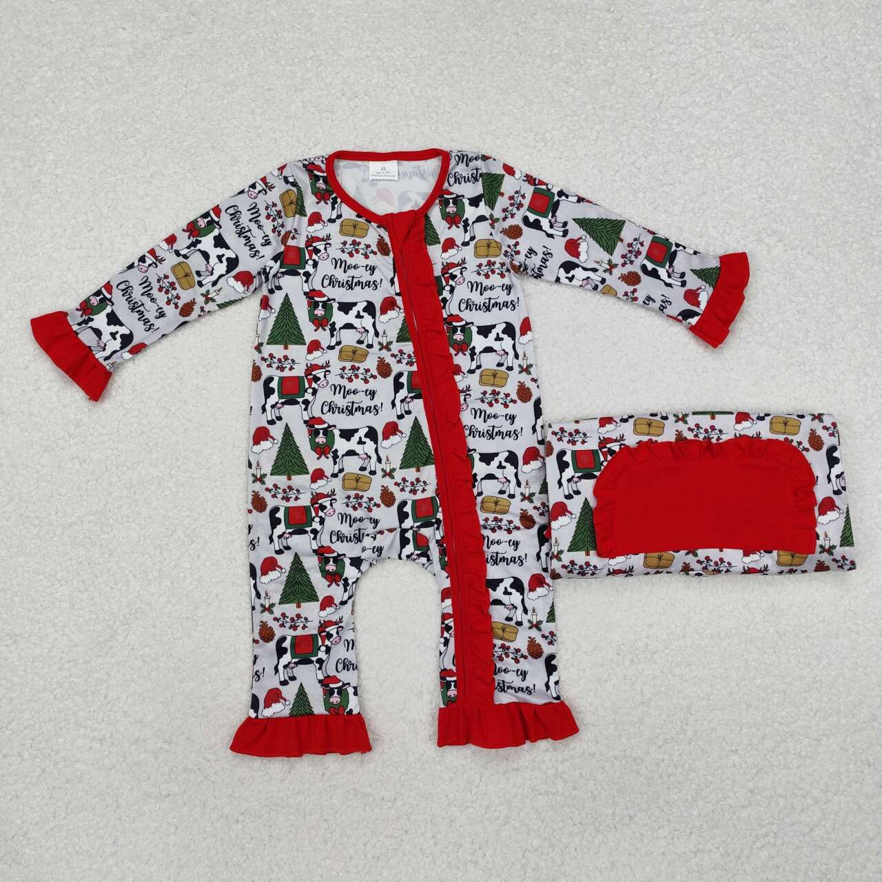 LR1074 RTS baby girl clothes cows toddler girl christmas winter romper