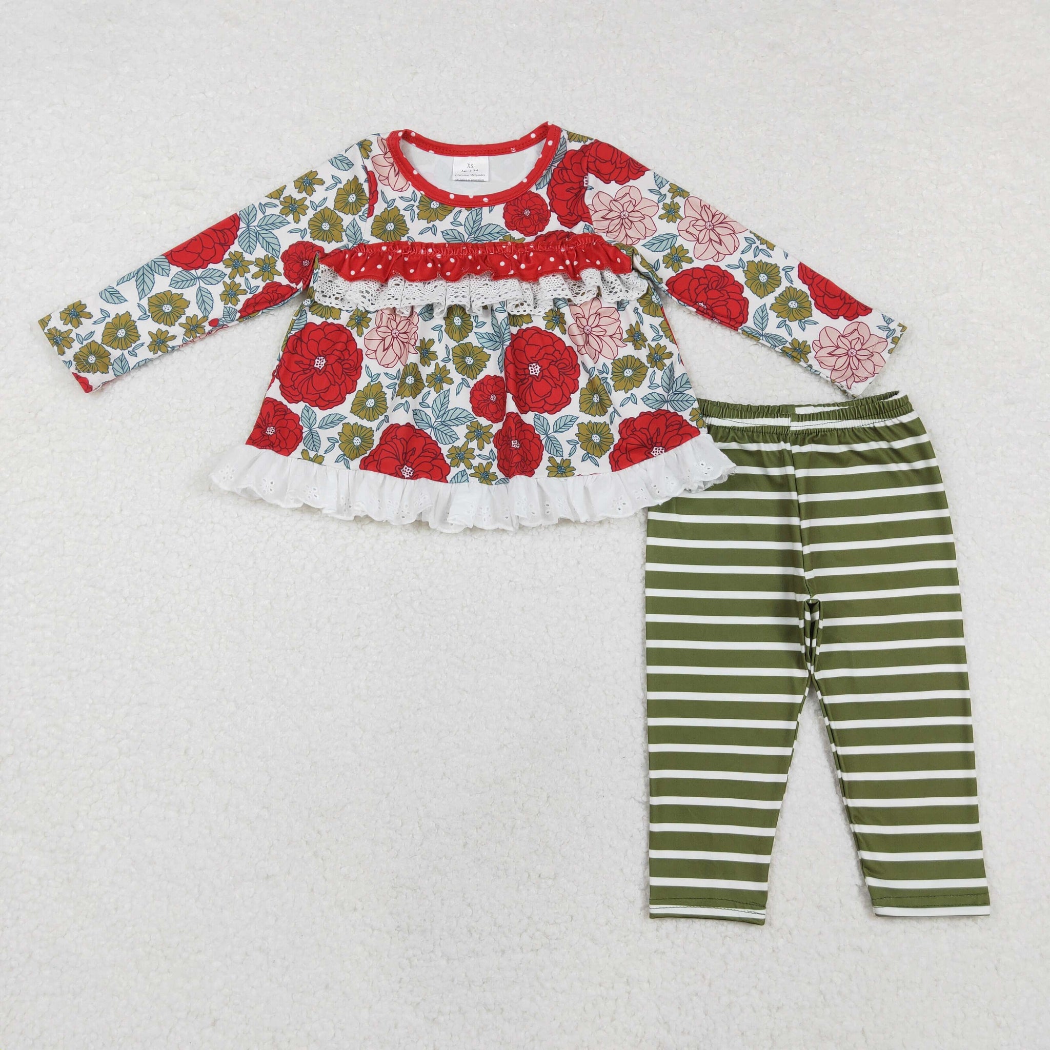 GLP2099 RTS toddler girl clothes floral print girl winter set