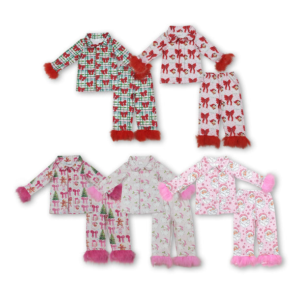 RTS baby clothes santa print baby girl christmas pajamas set-2025.7.19