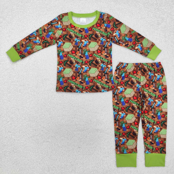 BLP1024 RTS toddler boy clothes car boy winter set pajamas set