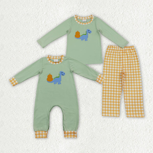 RTS Matching clothing kids fall dinosaur pumpkin embroidery halloween fall clothes-2026.10.7