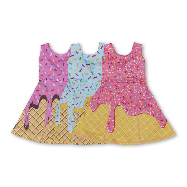 RTS baby clothes baby girl summer set Ice cream print baby summer yoga dress-2025.7.2