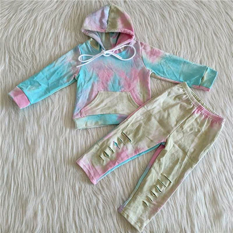 6 A20-26 girl winter sweater tie dye long sleeve set-promotion 2023.12.23