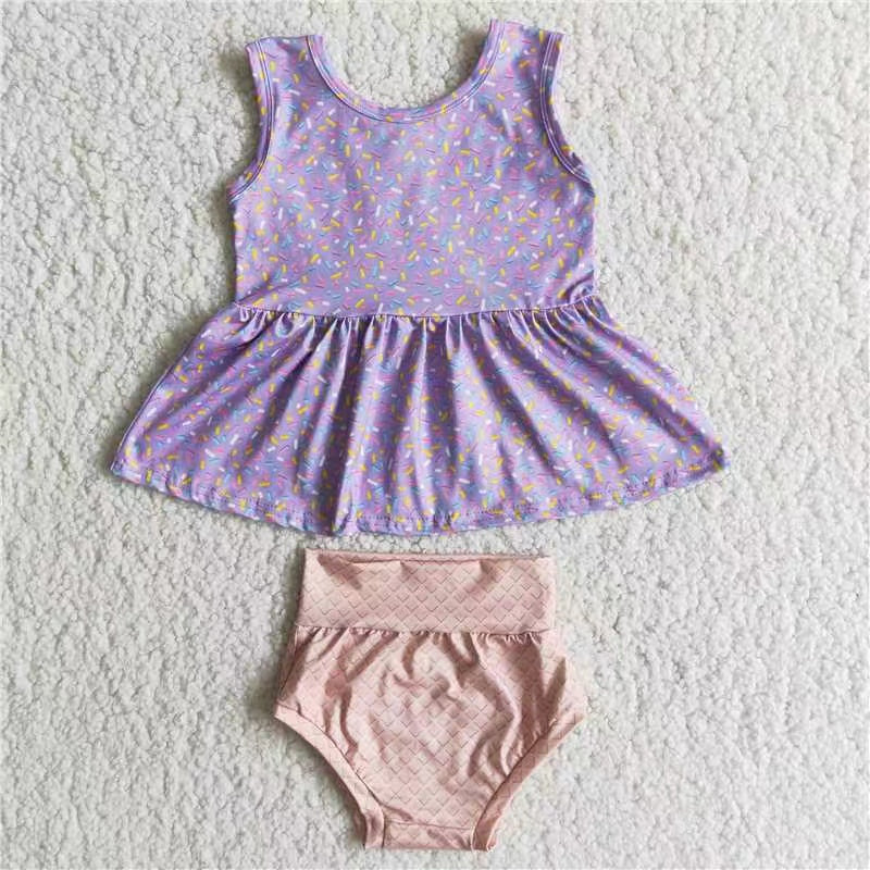 E4-11 baby girl clothes purple summer bummies set-promotion 2024.5.25 $5.5