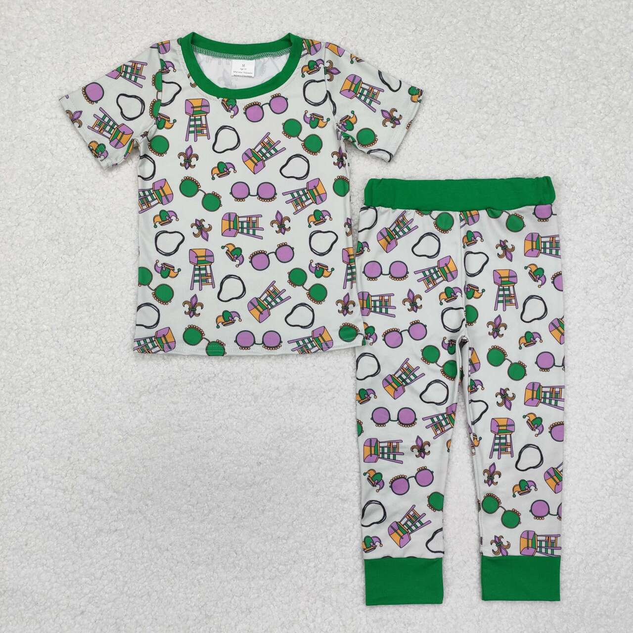 BSPO0495 RTS  toddler boy clothes mardi gras boy winter pajamas set