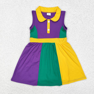 GSD1434 RTS toddler girl clothes mardi gras girl summer yoga dress