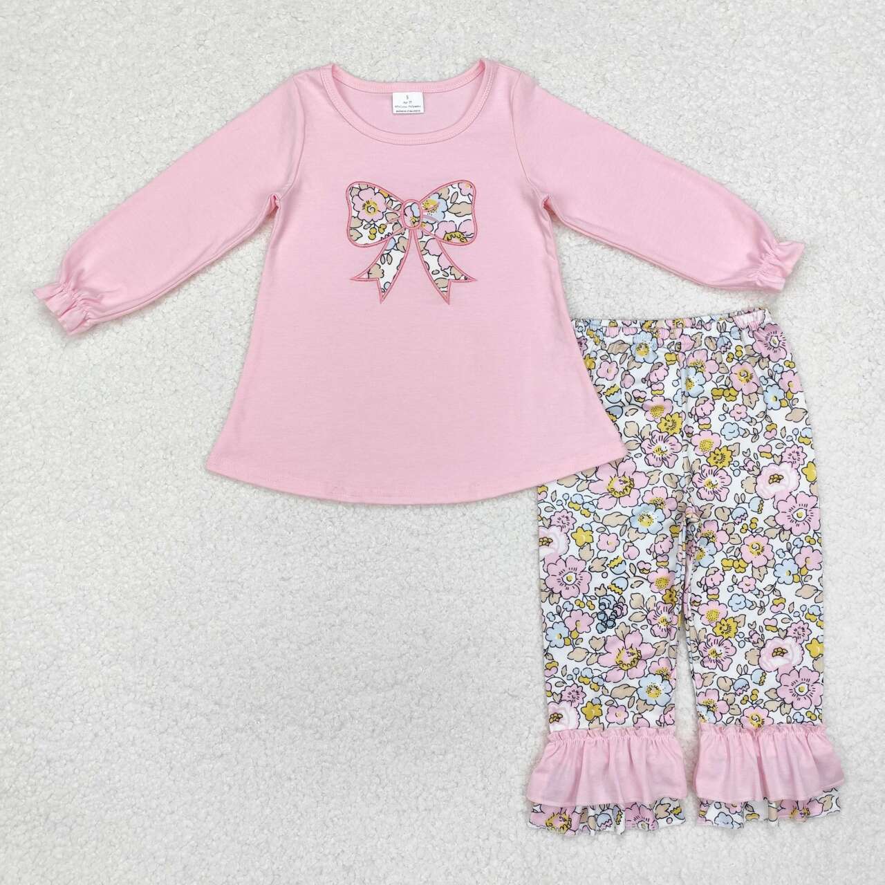 GLP1836 RTS toddler girl clothes bow leopard print girl winter set embroidery