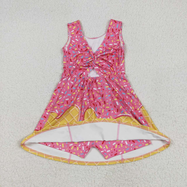 GSD2417 RTS girl clothes ice cream girl summer dress yoga clothes atheletic clothes