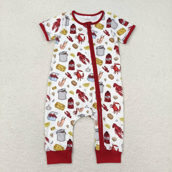 SR1339 RTS baby boy clothes crawfish toddler boy summer romper