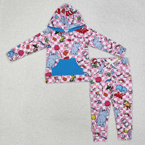 GLP1932 RTS  toddler girl clothes cartoon girl winter set hoodies