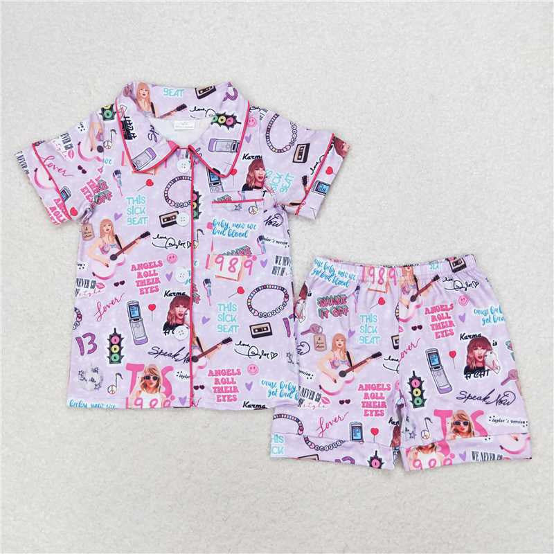 GSSO1449 RTS baby girl clothes 1989 singer toddler girl summer pajamas outfit