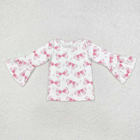 GT0779 RTS toddler girl clothes pink bows girl winter top shirt