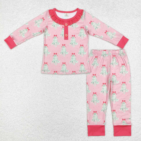 GLP1610 RTS toddler girl clothes christmas tree girl christmas pajamas winter set-bamboo