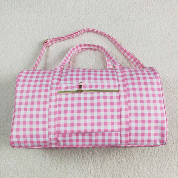 BA0302 RTS pink plaid duffels travel duffels weekend gym duffels 1