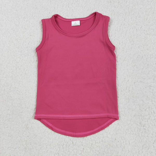 GT0982 RTS girl clothes hot pink girl top shirt yoga clothes