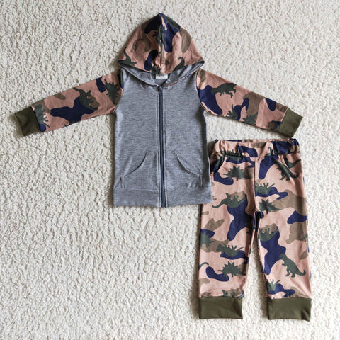 BLP0069 RTS kids clothes boys winter camouflage zipper hoodies set