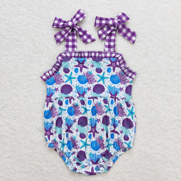 SR1184 RTS baby girl clothes purple shell toddler girl summer bubble