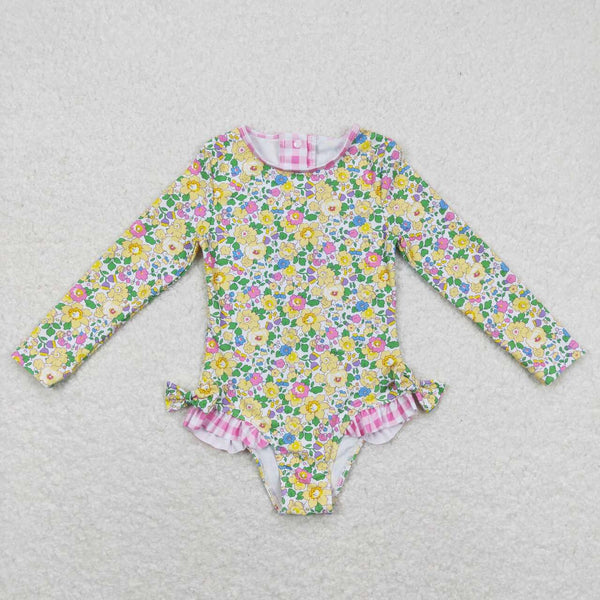 S0191 baby girl clothes floral girl swimsuit swimwear beach wear