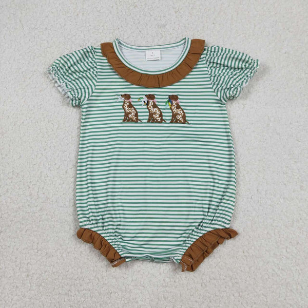 SR3404 RTS baby girl clothes dog hunting embroidery girl summber bubble