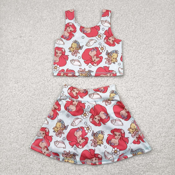 GSD2354 RTS girl clothes princess cartoon girl summer dress yoga clothes athletics sports clothes