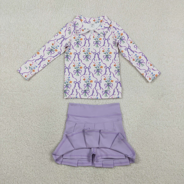 RTS GLD1416 baby girl clothes bows print toddler girl  mardi gras  yoga skirt outfit